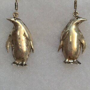 EARRINGS 925 PENGUINS STERLING SILVER WIRES DROP PIERCED